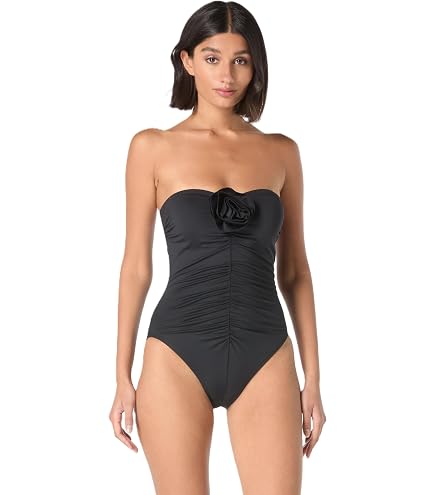 kate spade new york Rosette Solids Highneck One Piece, Black
